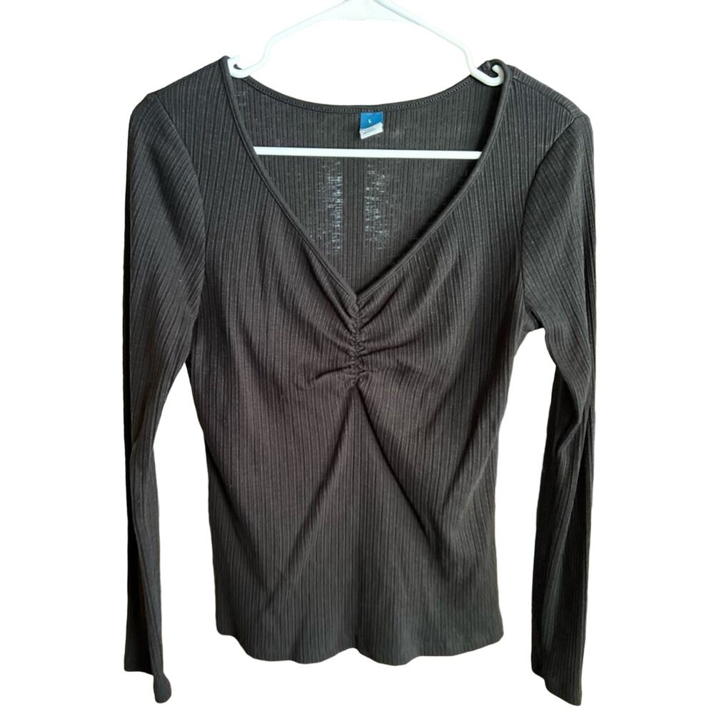 Old Navy Ribbed Knit Ruched Long Sleeve Top-Size L